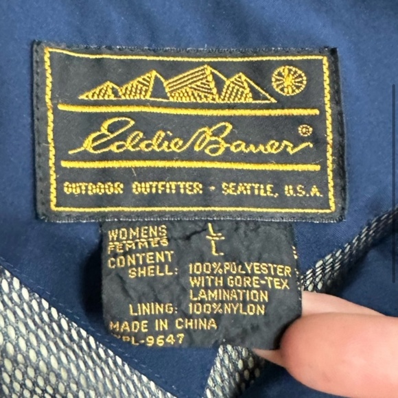 Vintage Eddie Bauer Navy Blue Utility Style Light Jacket W Goretex Lamination L - Picture 3 of 14